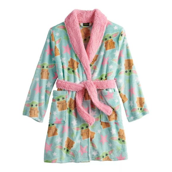 Star Wars Mandalorian Kids Baby Yoda Robe Size 6 Girls Grogu Gown Pajama Gift - Picture 1 of 4